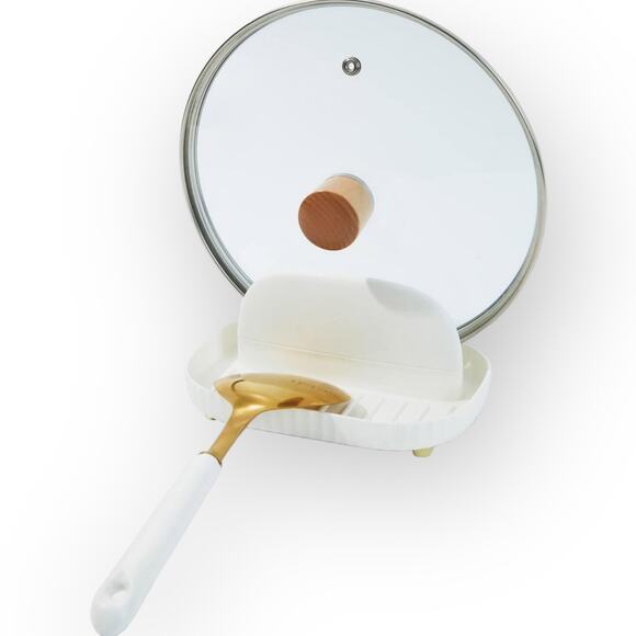 Lid Holder, Spoon, Cooking Ladle, Spatula, Spoon Holder, for Countertop in White - Picture 8 of 12